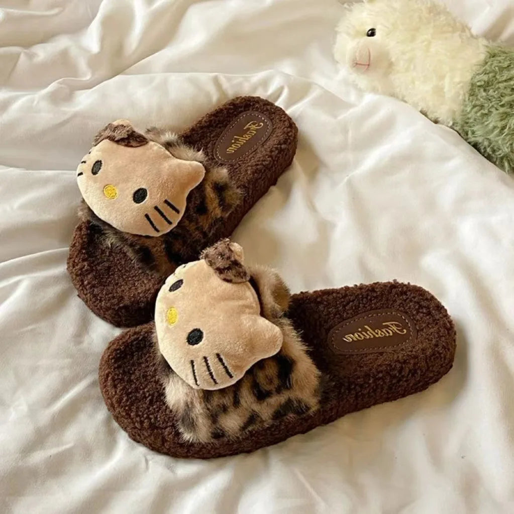 Hello Kitty Cartoon Fur Indoor Non-Slip Slippers