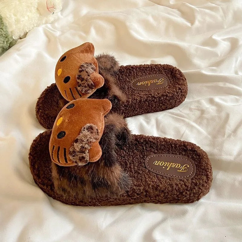 Hello Kitty Cartoon Fur Indoor Non-Slip Slippers